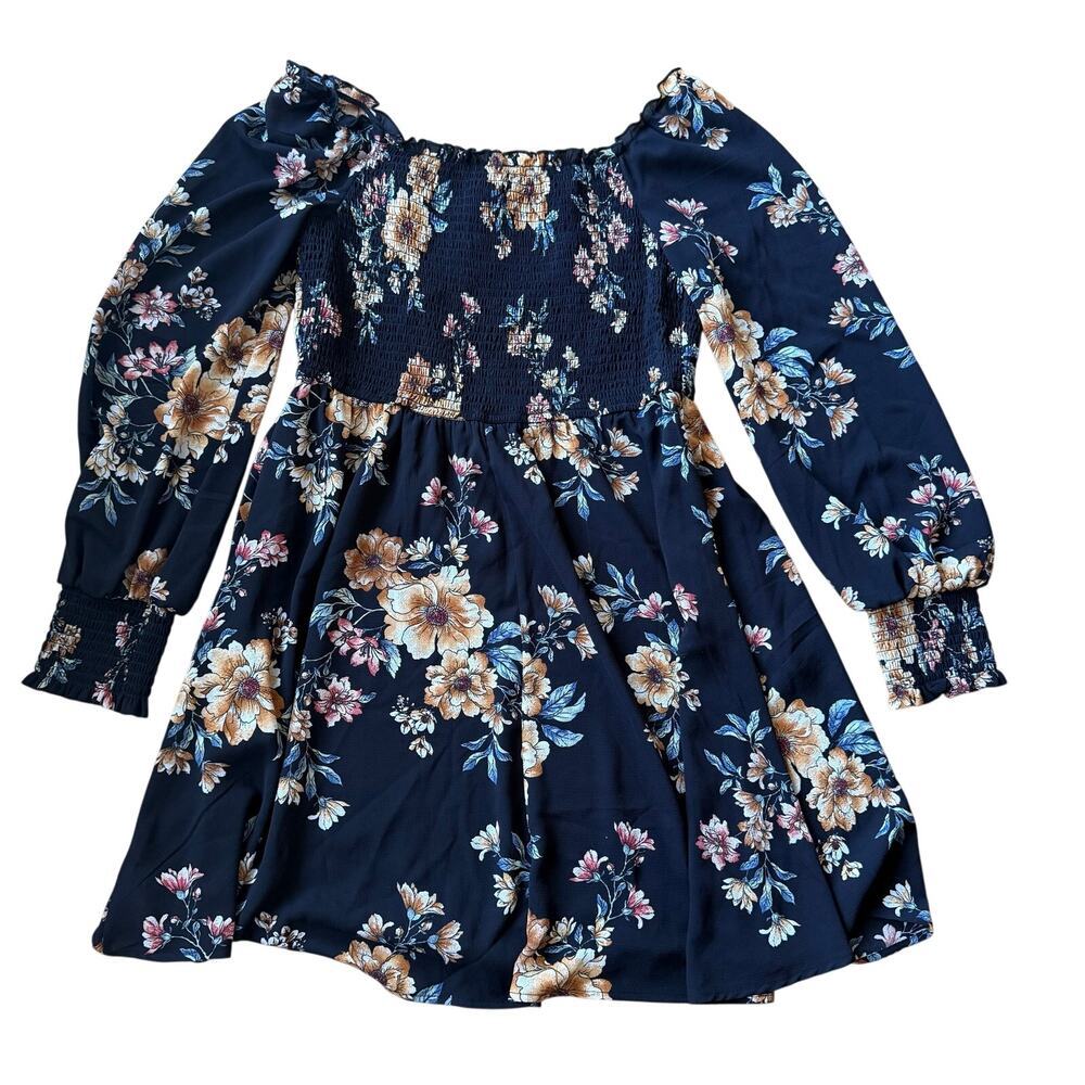 Black Floral Babydoll Ruched A-line Dress Sz XL Boho 90's Y2K Indie Romantic NWT - Picture 10 of 10